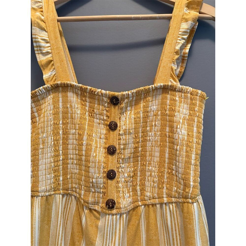 Derek Heart Women's Large Yellow Striped Sleeveless Romper Coquette Dainty - Picture 3 of 10